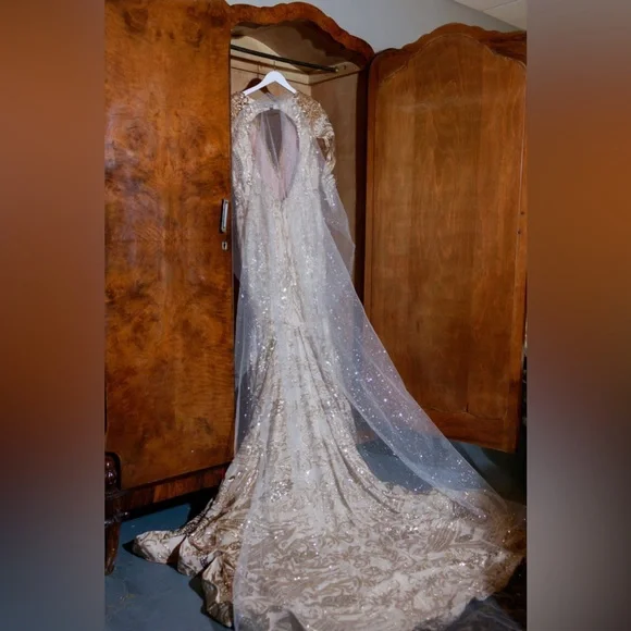 Champagne and gold wedding dress